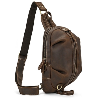 Muška kožna chest bag - retro stil, crossbody torba za dnevnu upotrebu, koža prve klase teleće, proljeće 2024