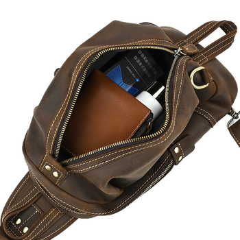 Muška kožna chest bag - retro stil, crossbody torba za dnevnu upotrebu, koža prve klase teleće, proljeće 2024