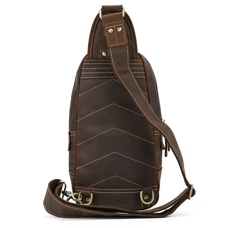 Muška kožna chest bag - retro stil, crossbody torba za dnevnu upotrebu, koža prve klase teleće, proljeće 2024