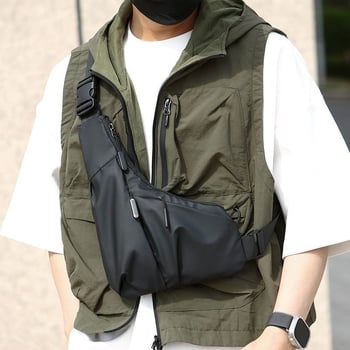 Geantă crossbody pentru bărbați, casual, multifuncțională, ușoară, poliester, antifurt