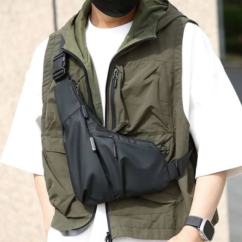 Geantă crossbody pentru bărbați, casual, multifuncțională, ușoară, poliester, antifurt