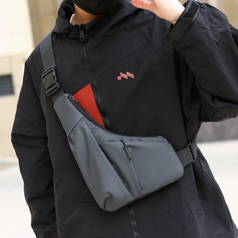 Geantă crossbody pentru bărbați, casual, multifuncțională, ușoară, poliester, antifurt