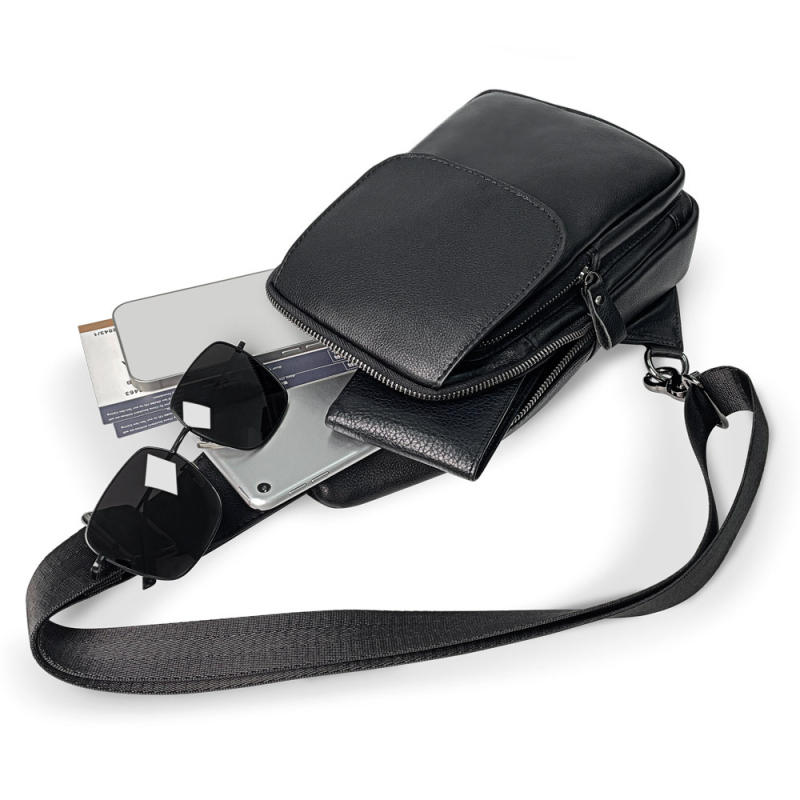 Muška kožna torba za prsa — vrhunska goveđa koža, vodootporna crossbody torba, model 4033