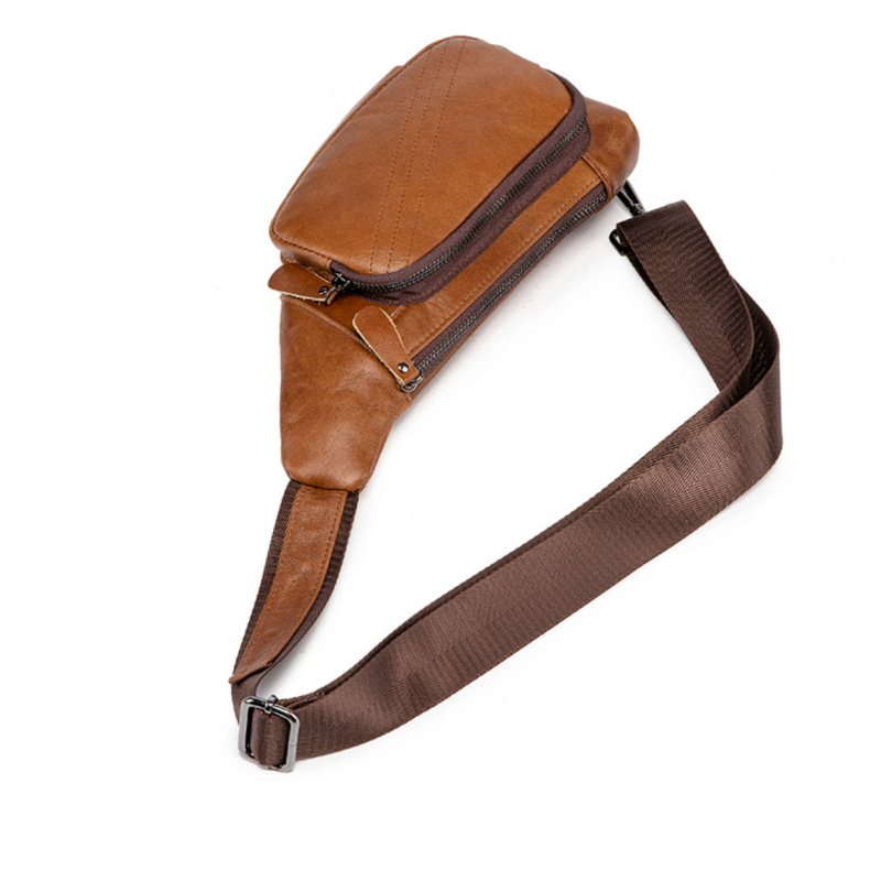 Muška crossbody torba 9017 – koža prvog sloja goveda, vertikalno kvadratni oblik, zatvarač, unutarnja džep sa zatvaračem, poliester podstava