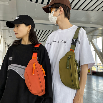 Τσάντα στήθους με αστικό στιλ, καμβάς, κλείσιμο με φερμουάρ, εσωτερική τσέπη με φερμουάρ, επένδυση από πολυεστέρα