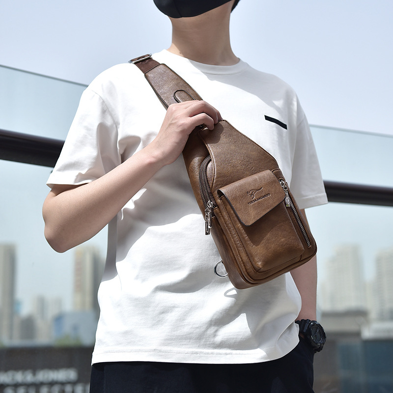 Férfi mellkas táska - PU bőr, Street style, Kopásálló, Mike Kangaroo márka, Tavasz 2023