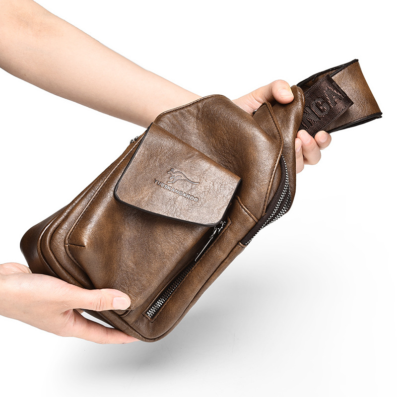 Férfi mellkas táska - PU bőr, Street style, Kopásálló, Mike Kangaroo márka, Tavasz 2023