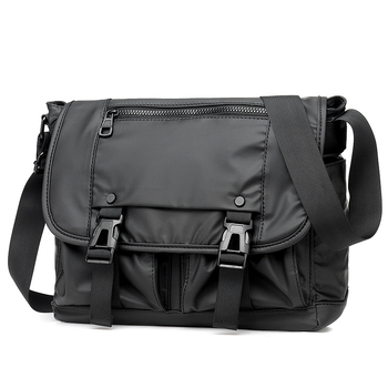 Muška vintage crossbody torba, poliester, vodootporna, pretinac za 12-inčni laptop, Sunghee