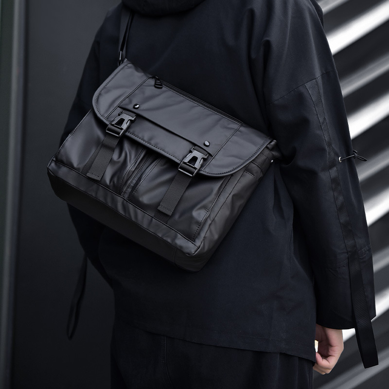 Muška vintage crossbody torba, poliester, vodootporna, pretinac za 12-inčni laptop, Sunghee