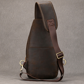 Muška torba za prsa od prave kože – prvi sloj bikove kože, poliester podstava, crossbody stil, svakodnevna upotreba