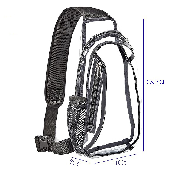 Prozirna PVC crossbody torbica, vodootporna, unisex, 8 inča