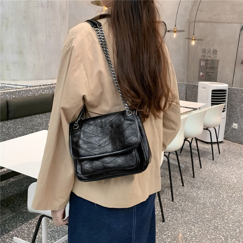 Casual taška cez rameno z polyesteru, s PU podšívkou, štvorcový dizajn, na denné používanie.