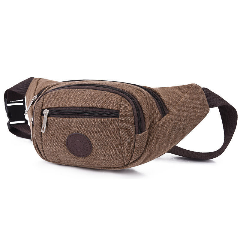 Muška platnena torba za pojas od platna, crossbody stil, otporna na habanje, jednobojni uzorak, poliester podstava, za slobodno vrijeme putovanja