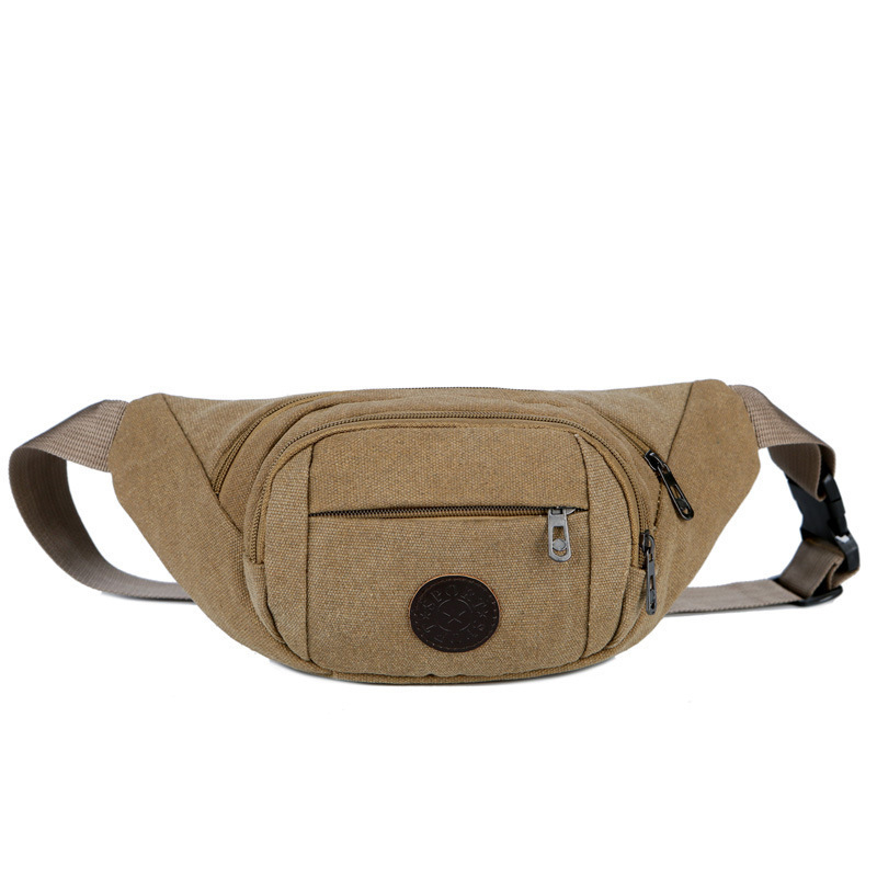 Muška platnena torba za pojas od platna, crossbody stil, otporna na habanje, jednobojni uzorak, poliester podstava, za slobodno vrijeme putovanja
