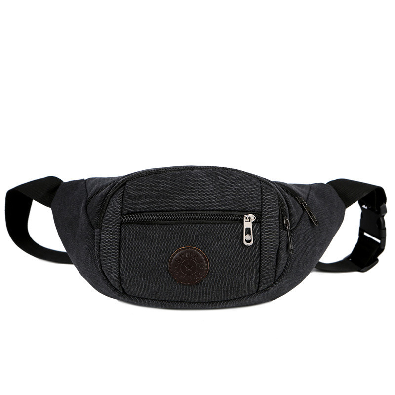 Muška platnena torba za pojas od platna, crossbody stil, otporna na habanje, jednobojni uzorak, poliester podstava, za slobodno vrijeme putovanja
