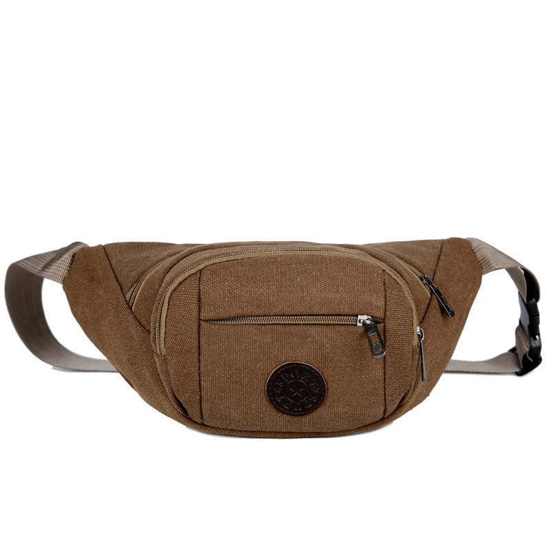 Muška platnena torba za pojas od platna, crossbody stil, otporna na habanje, jednobojni uzorak, poliester podstava, za slobodno vrijeme putovanja