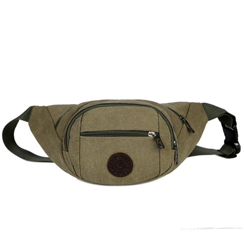 Muška platnena torba za pojas od platna, crossbody stil, otporna na habanje, jednobojni uzorak, poliester podstava, za slobodno vrijeme putovanja
