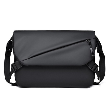 Muška crossbody torba - Oxford platno, vodootporna, poslovni stil, jednofarbni uzorak, podstava od poliestera