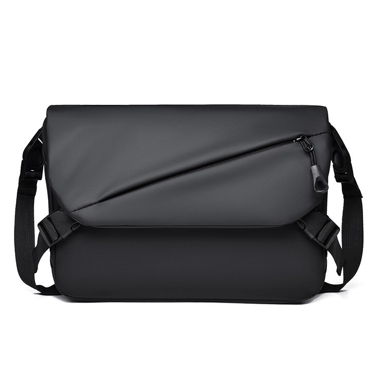 Muška crossbody torba - Oxford platno, vodootporna, poslovni stil, jednofarbni uzorak, podstava od poliestera