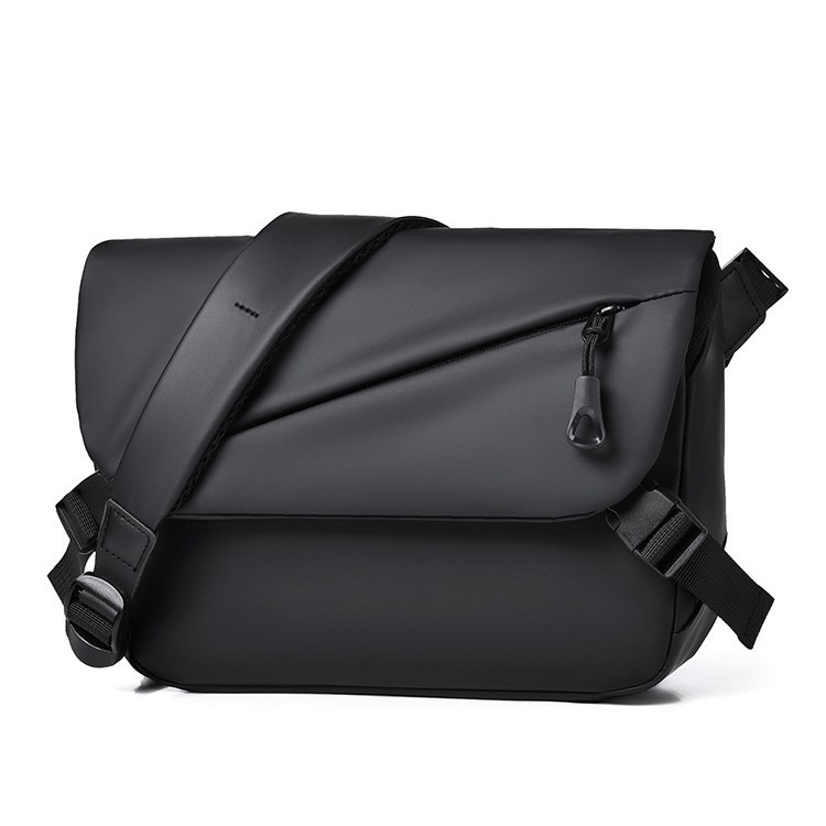 Muška crossbody torba - Oxford platno, vodootporna, poslovni stil, jednofarbni uzorak, podstava od poliestera