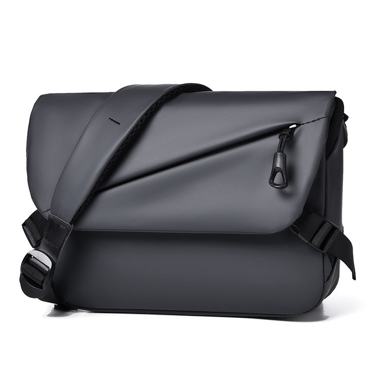 Muška crossbody torba - Oxford platno, vodootporna, poslovni stil, jednofarbni uzorak, podstava od poliestera