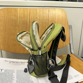 Chenyun Διπλής χρήσης τσάντα στήθους με θήκη κινητού, νάιλον εξωτερικό, επένδυση πολυεστέρα, φερμουάρ, τρισδιάστατος σχεδιασμός, καθημερινή χρήση, στυλ δρόμου, Φθινόπωρο 2025