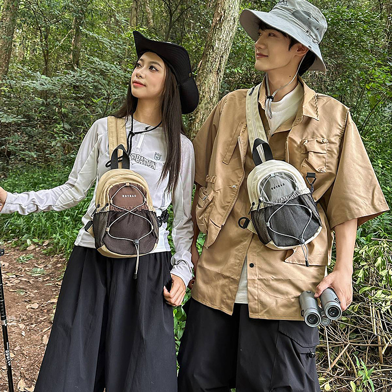 Chenyun Διπλής χρήσης τσάντα στήθους με θήκη κινητού, νάιλον εξωτερικό, επένδυση πολυεστέρα, φερμουάρ, τρισδιάστατος σχεδιασμός, καθημερινή χρήση, στυλ δρόμου, Φθινόπωρο 2025