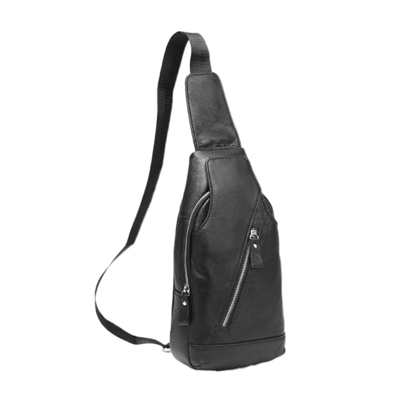 Muška crossbody torba od prave kože, prvi sloj teleće kože, vertikalnog kvadratnog oblika, zatvarač na zip, unutarnji džepovi za telefon, kartice i kameru, model 5029