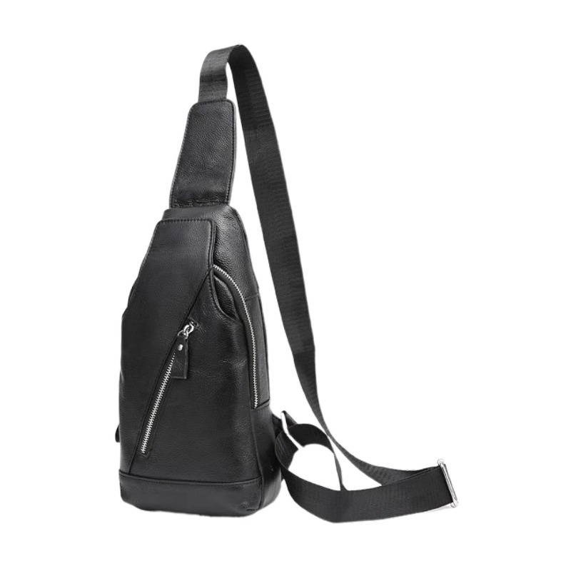 Muška crossbody torba od prave kože, prvi sloj teleće kože, vertikalnog kvadratnog oblika, zatvarač na zip, unutarnji džepovi za telefon, kartice i kameru, model 5029
