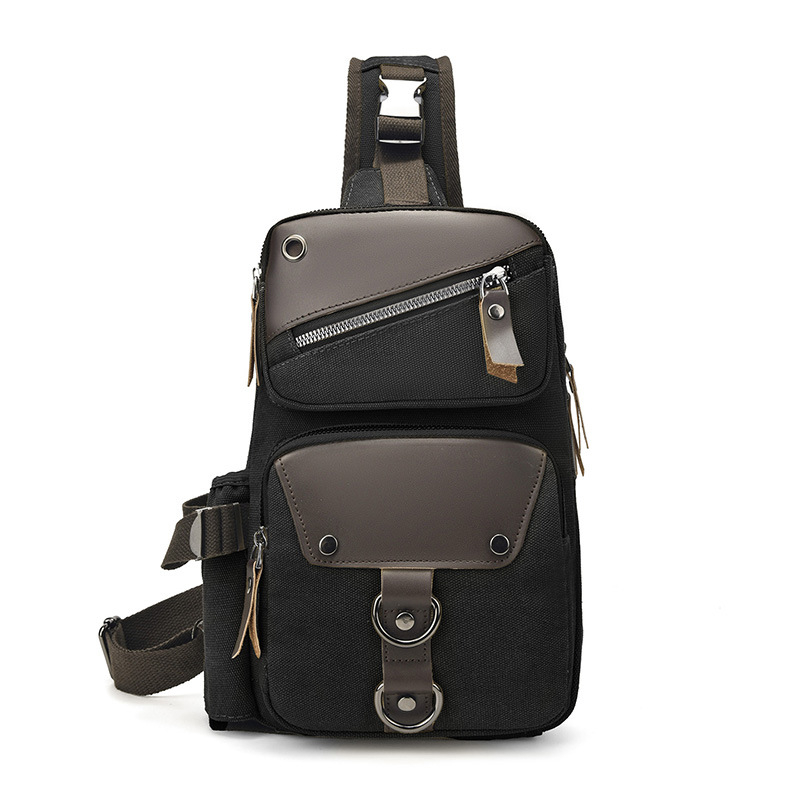 Muška platnena torbica za prsa, casual stil, zaštita od sunca, podstava od poliester, proljeće 2025