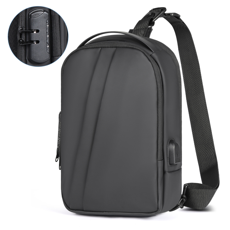 Muška crossbody torba s pametnim protivkrađnim zaključavanjem, vodootporan PVC, ultra lagana, kompatibilna s 8-inčnim laptopom