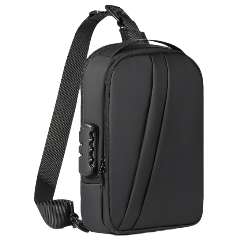 Muška crossbody torba s pametnim protivkrađnim zaključavanjem, vodootporan PVC, ultra lagana, kompatibilna s 8-inčnim laptopom