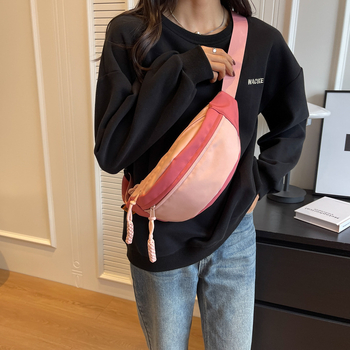 Crossbody torbica od platna - dumpling oblik, zatvarač, poliester podstava, džep za ID, za svakodnevnu uporabu