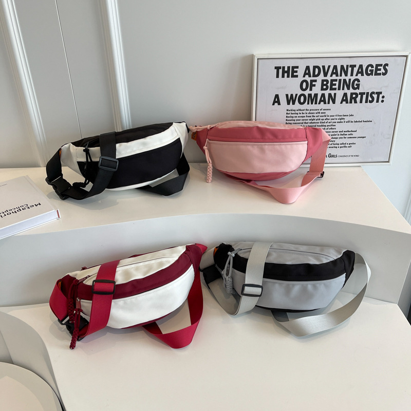 Crossbody torbica od platna - dumpling oblik, zatvarač, poliester podstava, džep za ID, za svakodnevnu uporabu