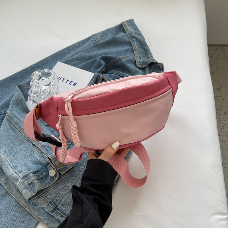 Crossbody torbica od platna - dumpling oblik, zatvarač, poliester podstava, džep za ID, za svakodnevnu uporabu