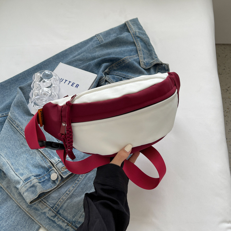 Crossbody torbica od platna - dumpling oblik, zatvarač, poliester podstava, džep za ID, za svakodnevnu uporabu