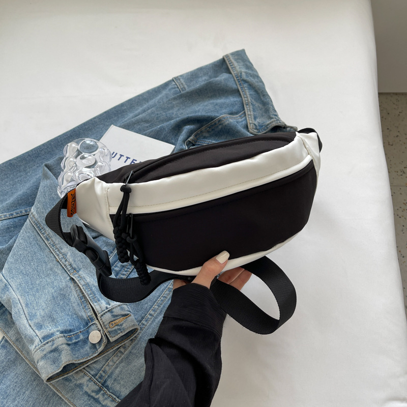 Crossbody torbica od platna - dumpling oblik, zatvarač, poliester podstava, džep za ID, za svakodnevnu uporabu