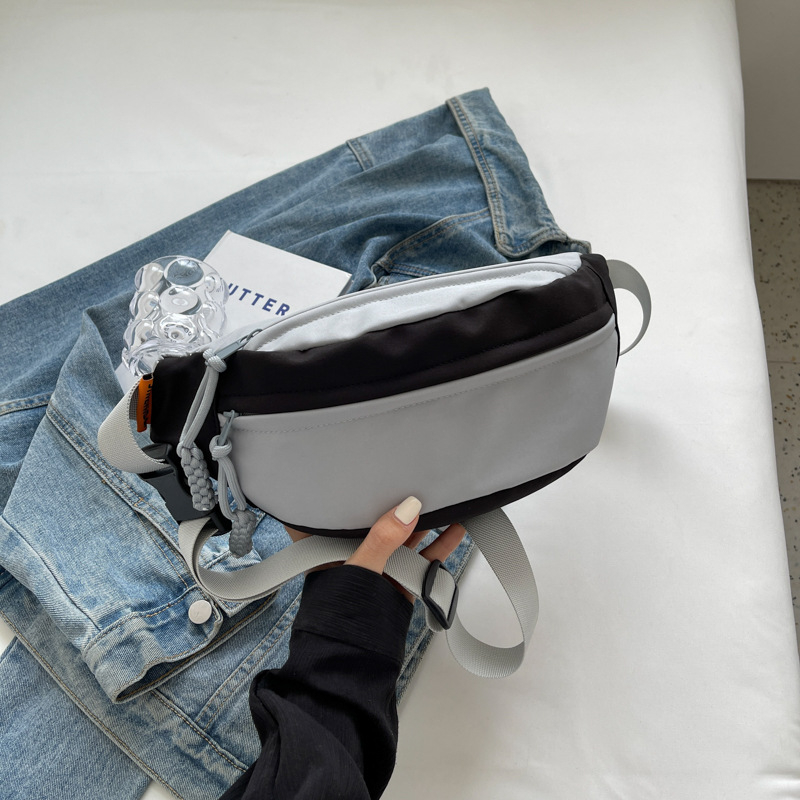 Crossbody torbica od platna - dumpling oblik, zatvarač, poliester podstava, džep za ID, za svakodnevnu uporabu