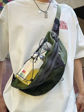 Unisex τσάντα χιαστί για εξωτερική καθημερινή χρήση, νάιλον, θήκη για κινητό, φερμουάρ, επένδυση πολυεστέρα, εσωτερική τσέπη, στυλ: Νέο Εθνικό Στυλ