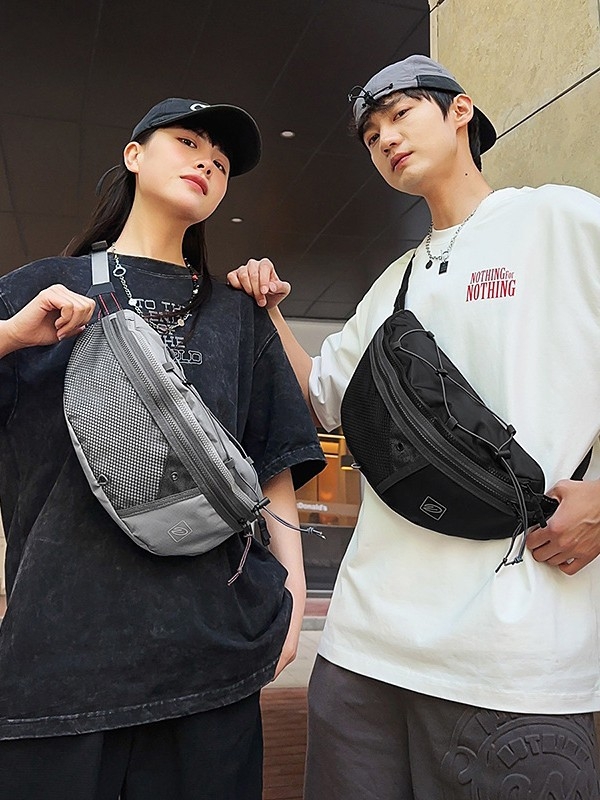 Unisex τσάντα χιαστί για εξωτερική καθημερινή χρήση, νάιλον, θήκη για κινητό, φερμουάρ, επένδυση πολυεστέρα, εσωτερική τσέπη, στυλ: Νέο Εθνικό Στυλ