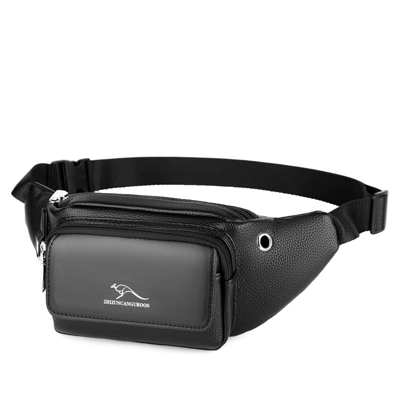 Muška torbica za pojas od PU kože, vodootporna, marka Pedicled Kangaroo, gradski minimalistički stil, jednostavan uzorak