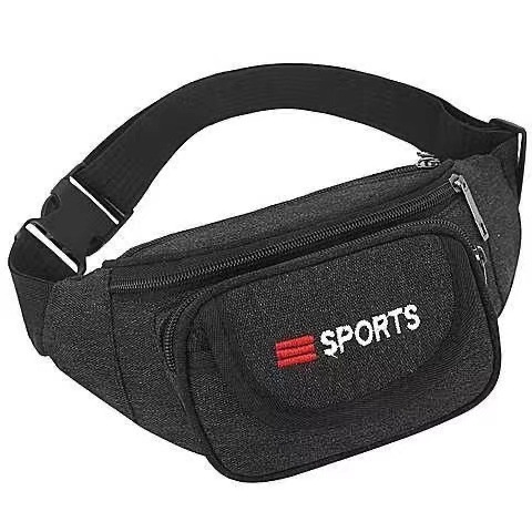 Geantă de talie din pânză pentru bărbați, stil urban minimalist, capacitate mare, rezistență la uzură