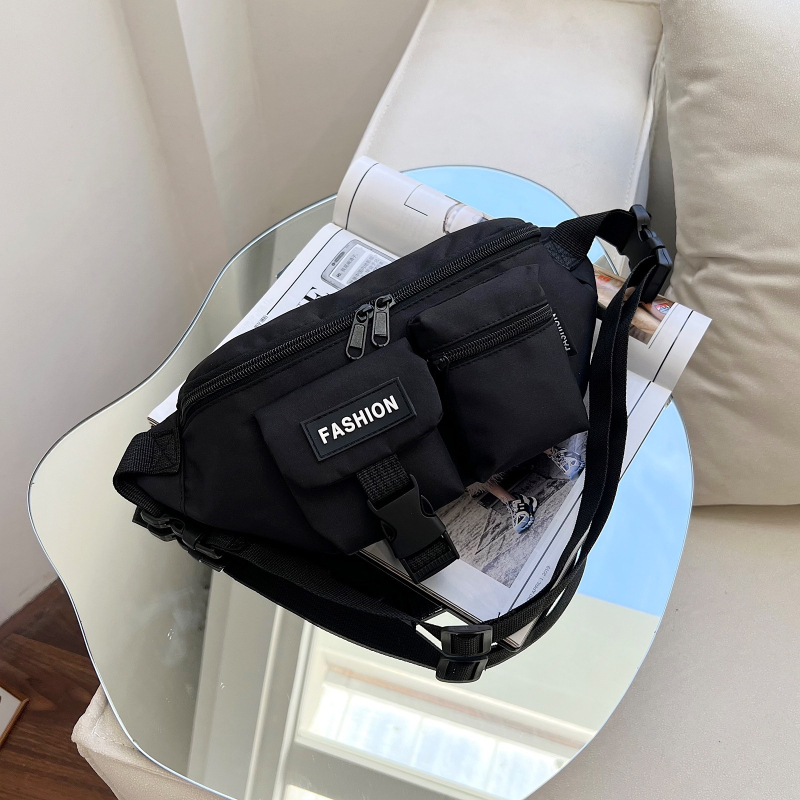 Crossbody τσάντα με αστικό απλό στυλ, νάιλον εξωτερικά, άνοιγμα με φερμουάρ, επένδυση πολυεστέρα, εσωτερική θήκη ID