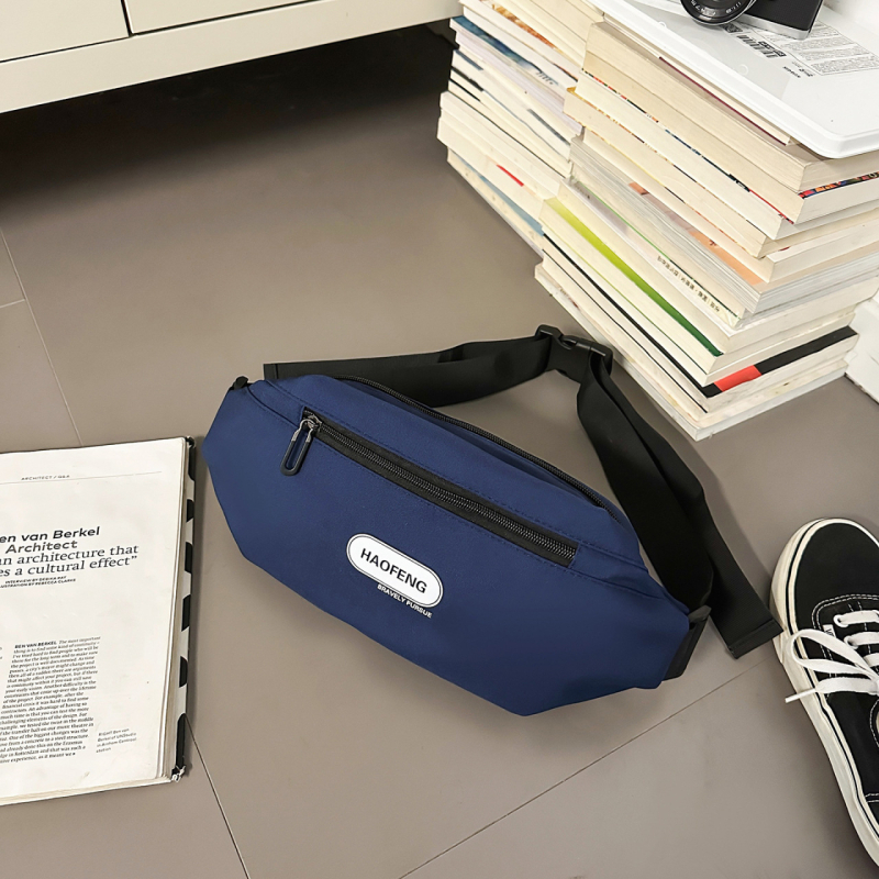 Muška nylon torbica za prsa — prozračna, otporna na habanje, lagan dizajn; poliester podstava; proljeće 2024