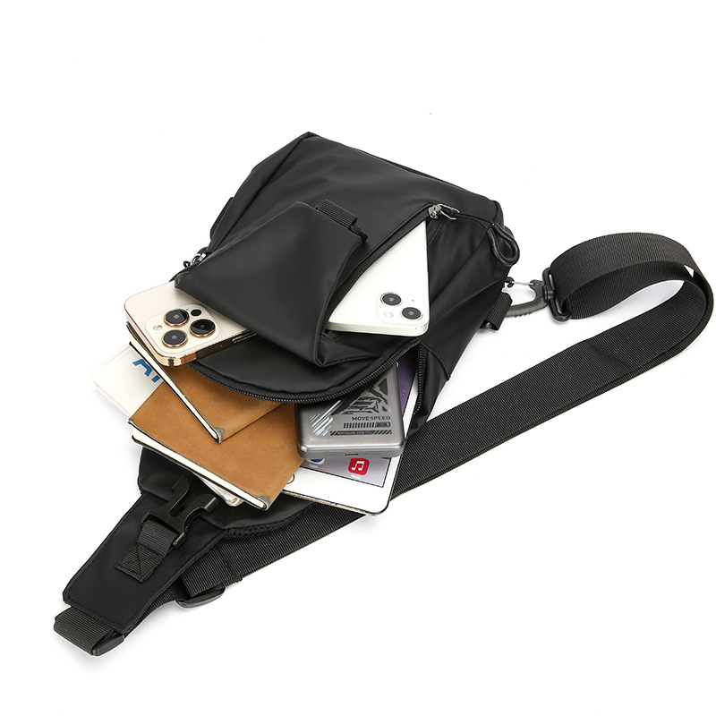 Muška chest bag za prsa za slobodno vrijeme putovanja, PU film, vodootporna s USB sučeljem, odgovara 8-inčnom uređaju