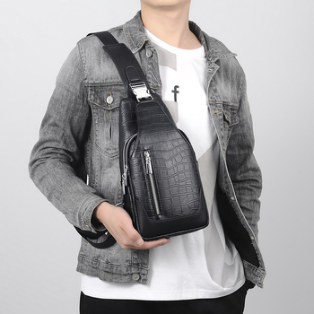 Férfi keresztpántos táska szintetikus bőrből, üzleti stílus, USB interfész, állatmintás