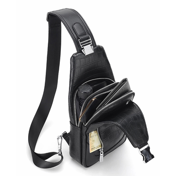 Férfi keresztpántos táska szintetikus bőrből, üzleti stílus, USB interfész, állatmintás