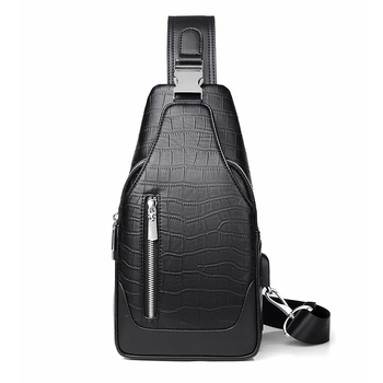 Férfi keresztpántos táska szintetikus bőrből, üzleti stílus, USB interfész, állatmintás