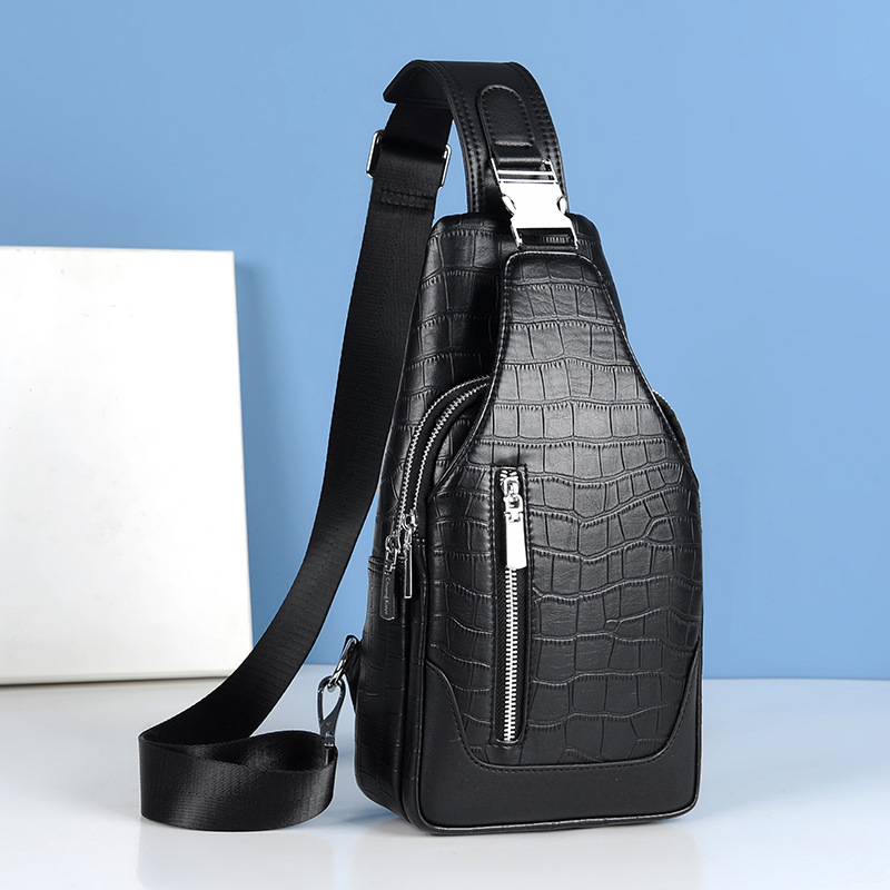 Férfi keresztpántos táska szintetikus bőrből, üzleti stílus, USB interfész, állatmintás