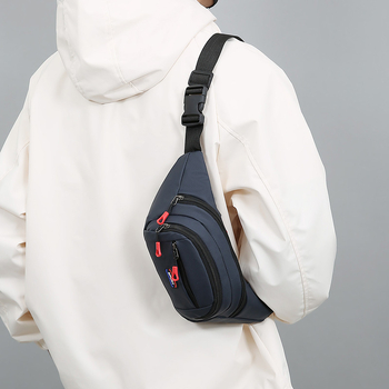 Férfi mellkas táska, városi minimalist stílus, Oxford anyag, egyszínű, poliészter bélés, több rekesz